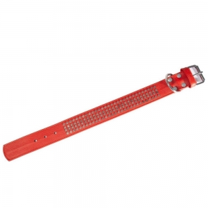 Karlie-Vintage-Halsband-mit-4eck-Nieten-50mm---Rot