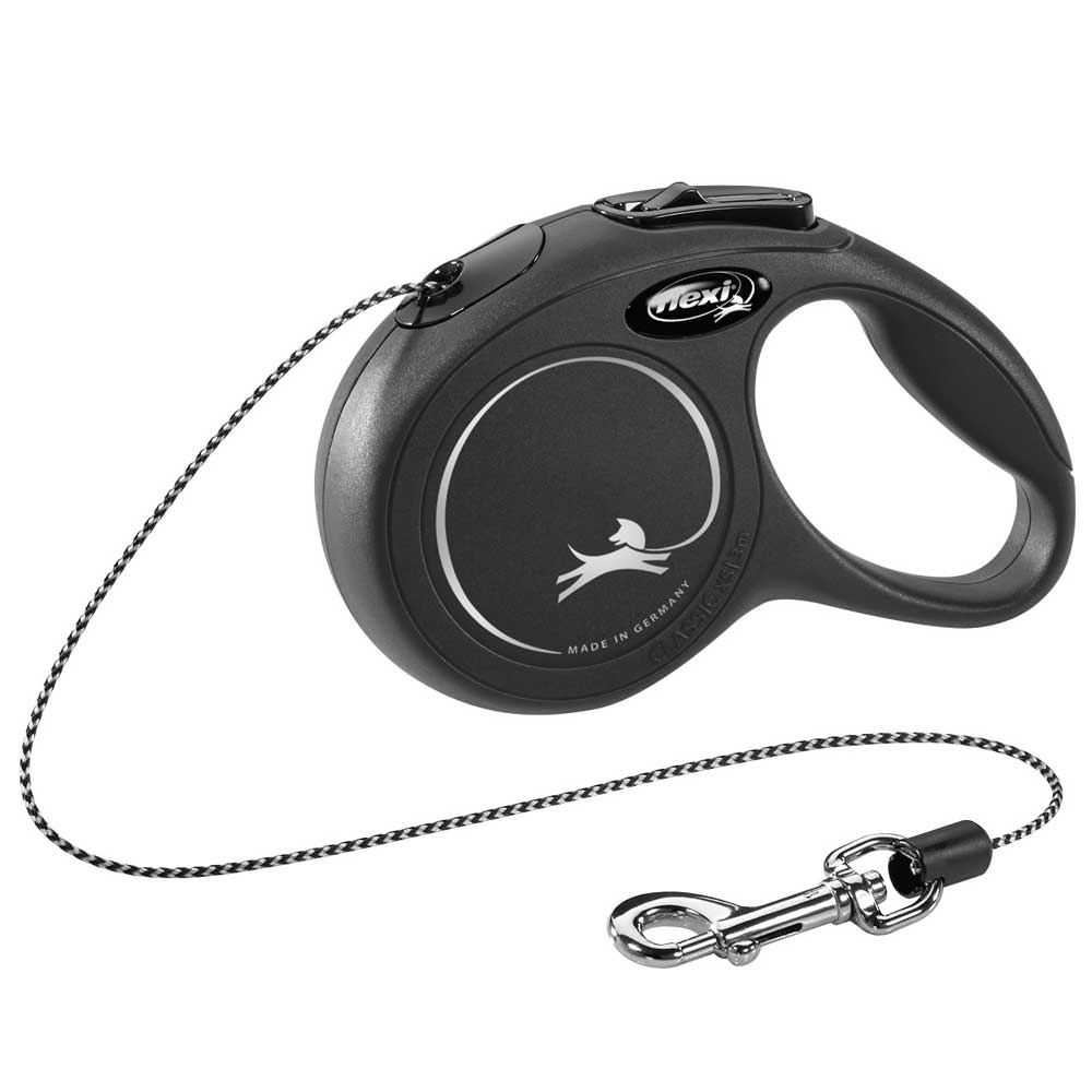 Bild 1 von FLEXI Rollleine New CLASSIC Seil - 3m, bis 8kg  / (Variante) Schwarz