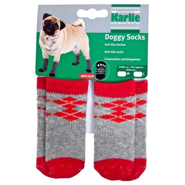 Bild 1 von Karlie Doggy Socks Hundesocken 4er Set - Rot/Grau  / (Variante) M